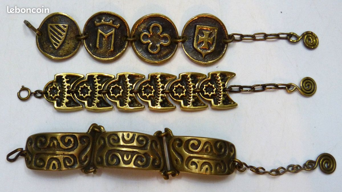 Bracelet Vintage En Bronze - Marque M. Buffet - Occasion - Style Rétro