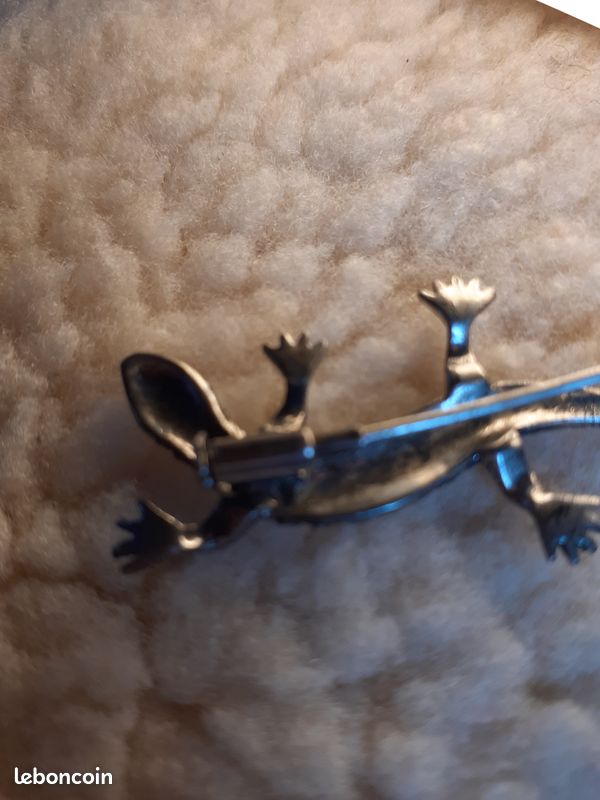 Broche Lézard Argent Et Marcassite Art Déco Vintage - Occasion, Poinçon Crabe