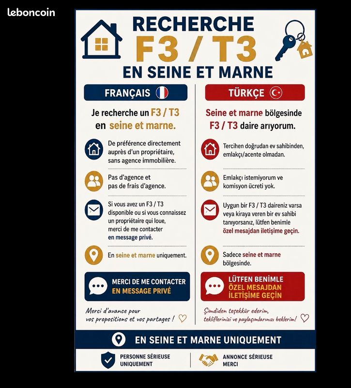 Appartement 3 pièces 80 m² · à Melun · 80 m² · 1 000 €/mois