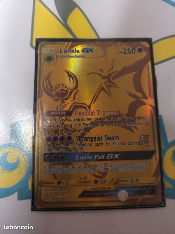 Cartes Pokémon GX, Gold, Rainbow + classeur et jeton – Très bon état (image 2)