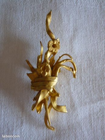 Broche Vintage Loola Paris En Métal Doré - 8 Cm, Occasion, Bijou Signé