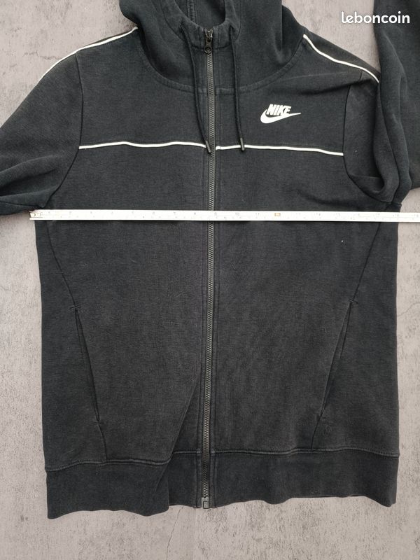 Pull à capuche Nike sportswear sweat gilet zip homme noir avec lignes blanches (image 10)