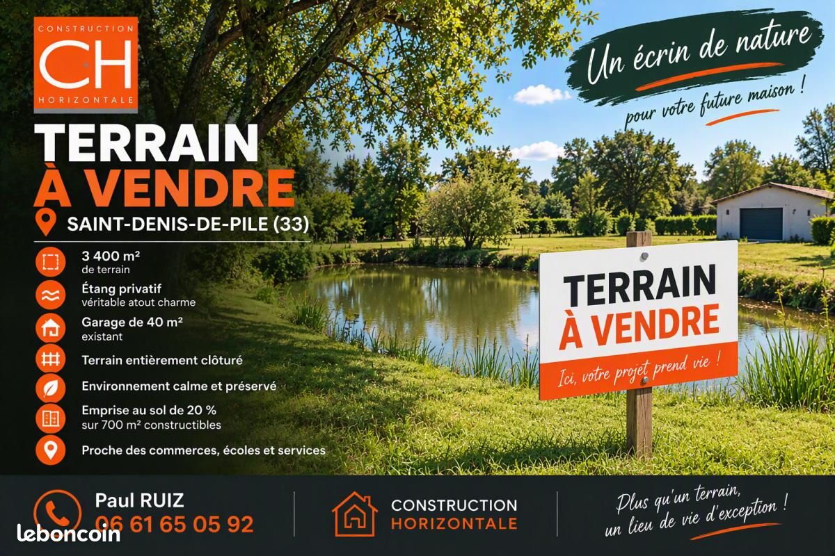 Terrain 3400 m² · à Saint-Denis-de-Pile · 77 000 €