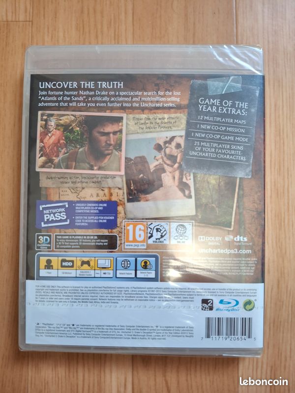 UNCHARTED 2 AMONG THIEVES SONY PLAYSTATION 3 (PS3 PLATINUM) FR (NEUF