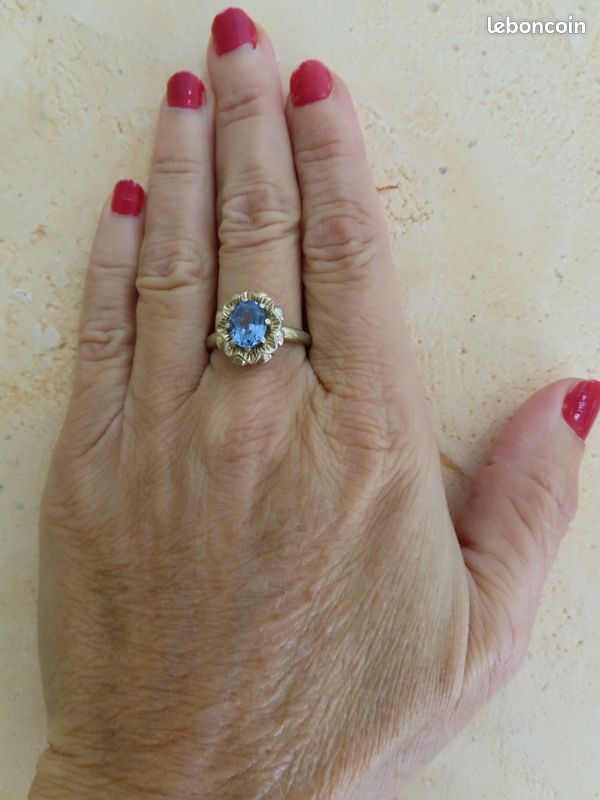 Bague Ancienne En Argent Massif 925 Et Vermeil - Taille 56 - Travail Ajouré - Occasion