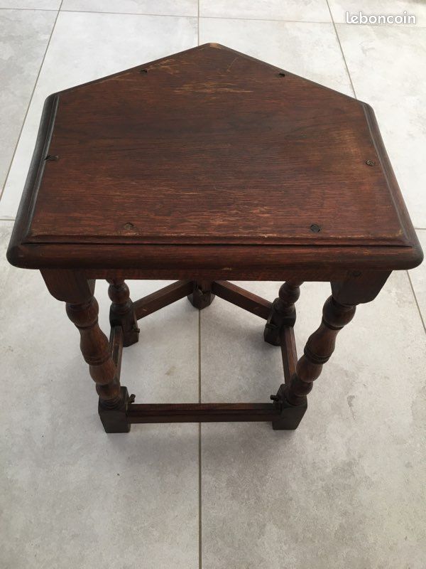 Ancien tabouret bois massif (image 3)