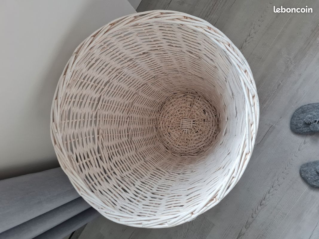 Panier à linge osier blanc (image 3)