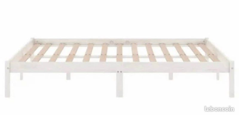 Lit sommier blanc deux places (140x200) (image 11)
