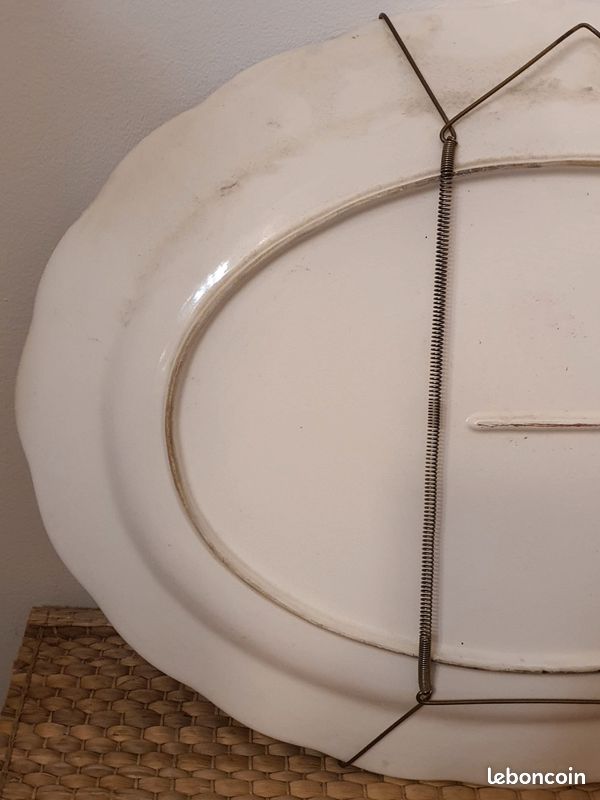 Grand plat ovale de service vintage - Décor oiseaux et fleurs - 47 cm (image 3)