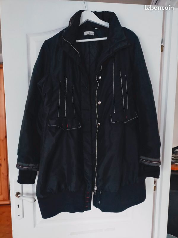 Blouson grand manteau doudoune noir (image 1)