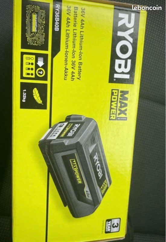 Batterie ryobi Lithium-lon 36V 4Ah Max power neuve (image 1)