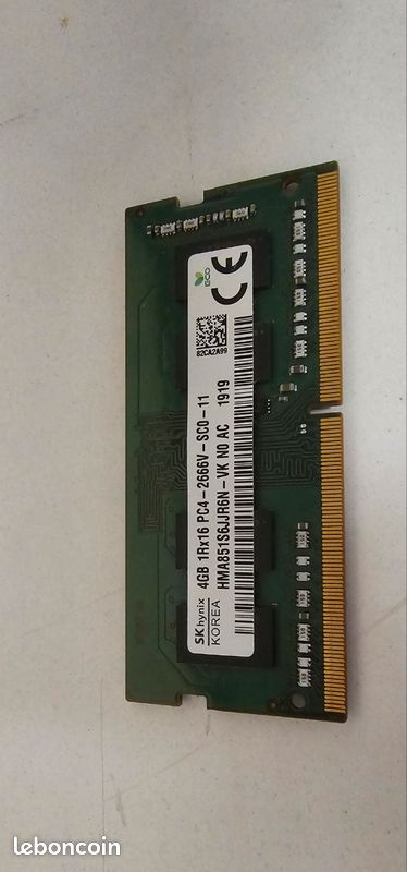 RAM ordinateur portable SK hynix 4 Go DDR4 2666 MHz (PC4-2666V) (image 1)