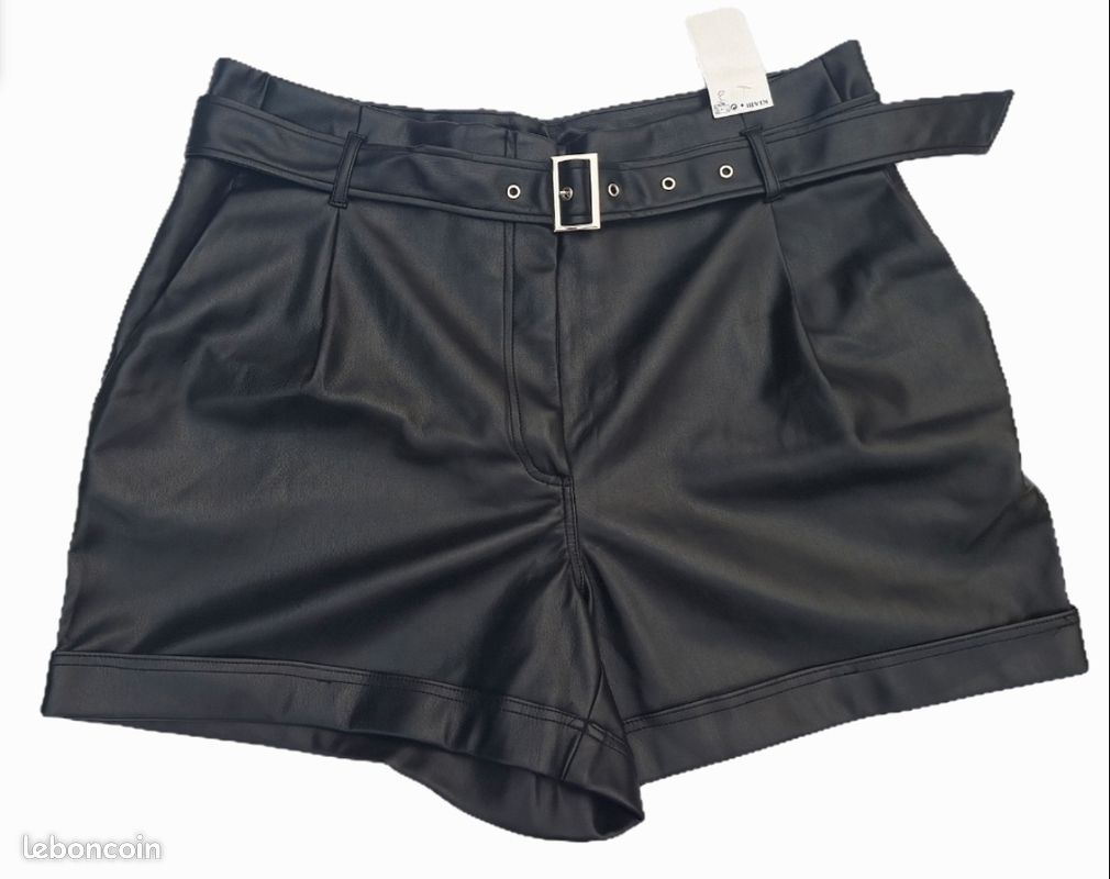 La Halle Bermuda Simili Cuir Femme Short Simili Cuir Noir Short