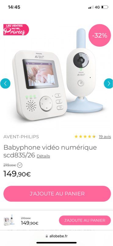 Babyphone vidéo numérique scd835/26 de Avent-philips sur allobébé