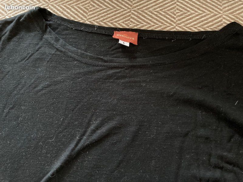 Teeshirt Cyrillus manches 3/4 noir T4 (image 2)