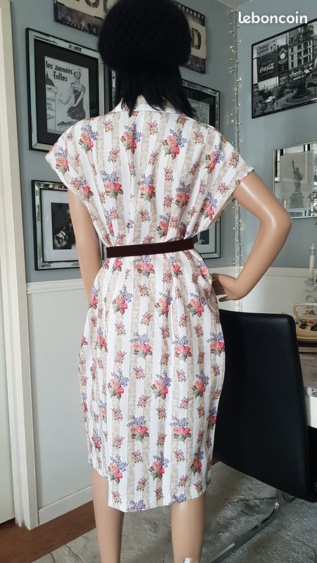 Jolie robe midi vintage fleurie années 70 Damart taille 42 Vêtements