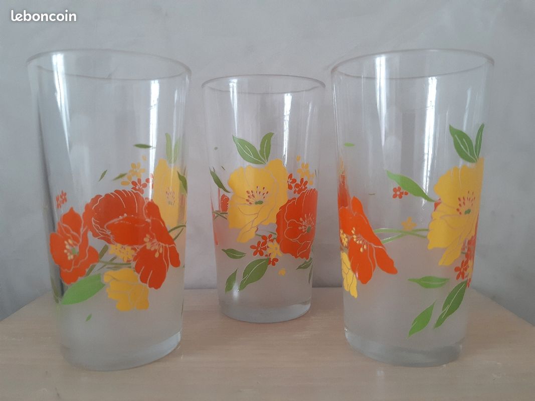 Verres Limonade fleurs orange et jaune (image 1)
