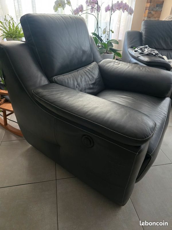 Fauteuil cuir relax électrique (image 1)