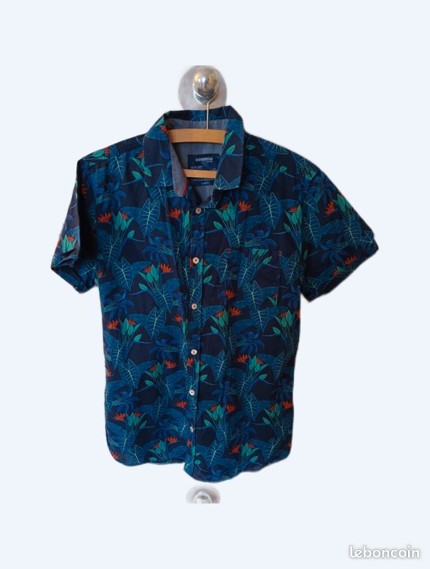 Chemise Hawaïenne Caribbean Joe – Homme Taille M – Bleu Floral – Occasion