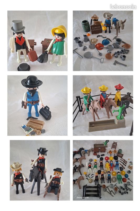 Lot PLAYMOBIL Vintage Western – Shérif, Bandits, Chevaux Et Prison (set 3241, 1976)