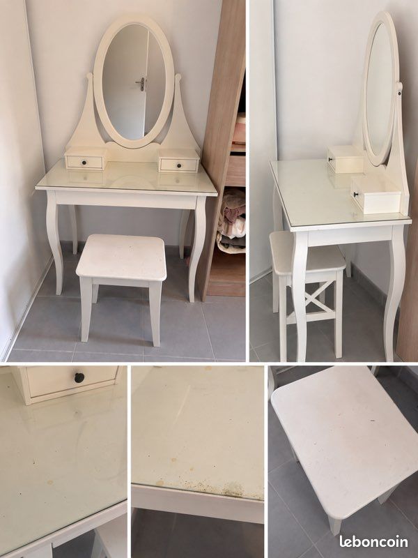 Coiffeuse IKEA avec miroir + tabouret (image 1)