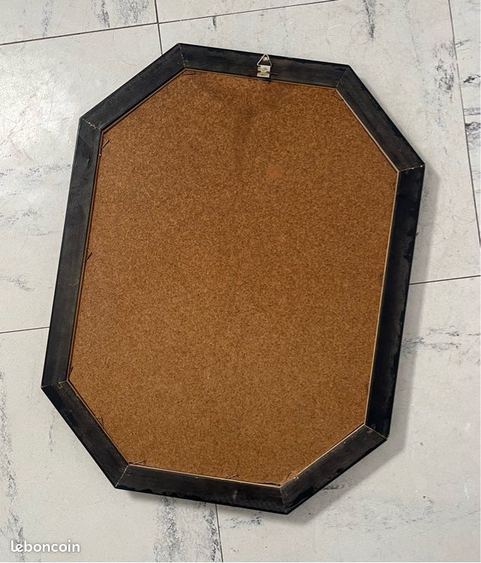 Miroir octogonal au joli décor fleuri + liseré doré, en bois, vintage et tendance (image 10)