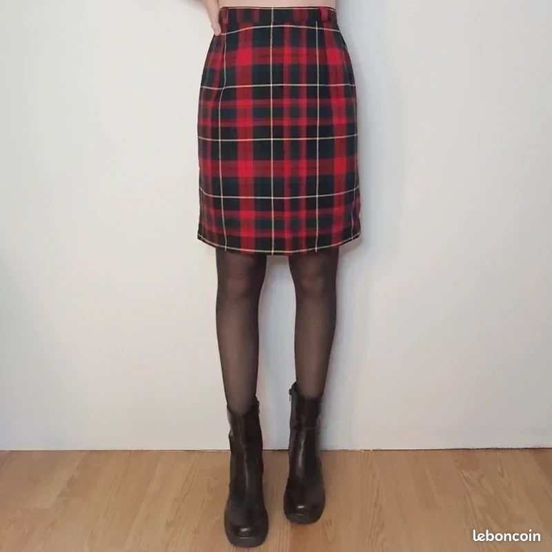 Jupe Short Rouge à Carreaux Justice Strass - Taille 6 - Très Bon état
