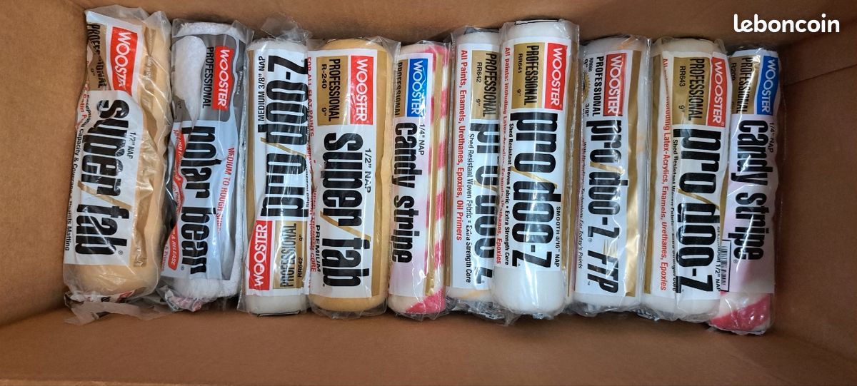 Gros lot de 82 rouleaux peinture Wooster. 9", 7" et 4 1/2. Carton plein. Rare ancien modèle (image 7)