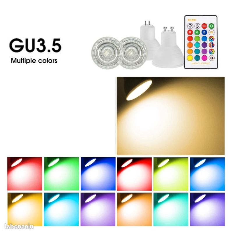 Lot de 3 Ampoules GU5.3 Led RGBW 230V neuf (image 1)