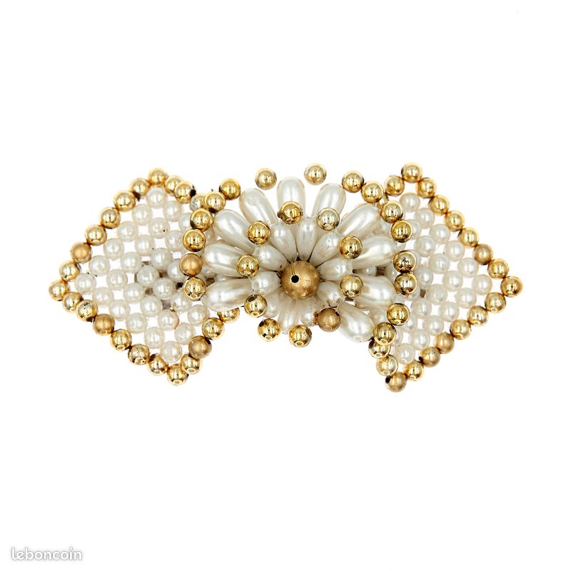 Barrette à Cheveux Vintage Années 80 - Clip XL Graphique Rose - Rétro Français