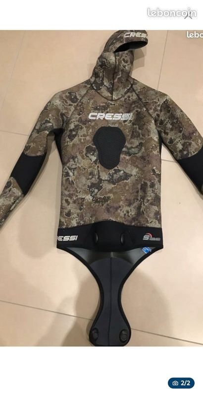 Combinaison Apnée Cressi Lampuga 2 Pièces 3mm – Taille Grand, Camouflage, Ouverte Mais Neuve