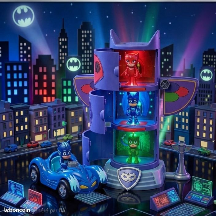 PJ Masks Quartier Général Pyjamasques Garage - Playset Avec Véhicule Cat-Car Et Figurine - Dès 3 Ans