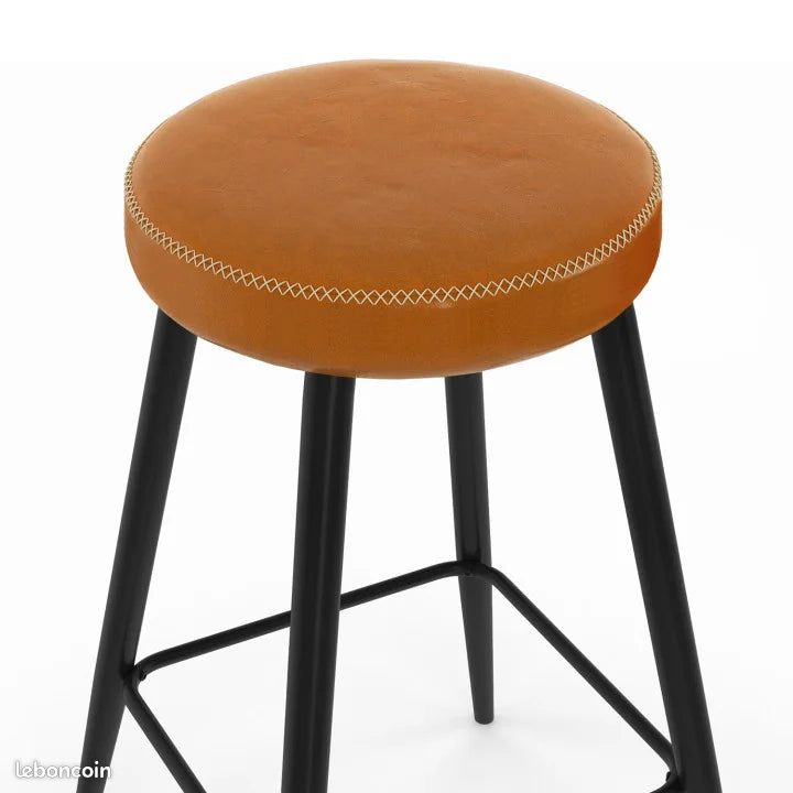 Lot de 2 Tabourets de Bar Effet Cuir Marron (image 2)