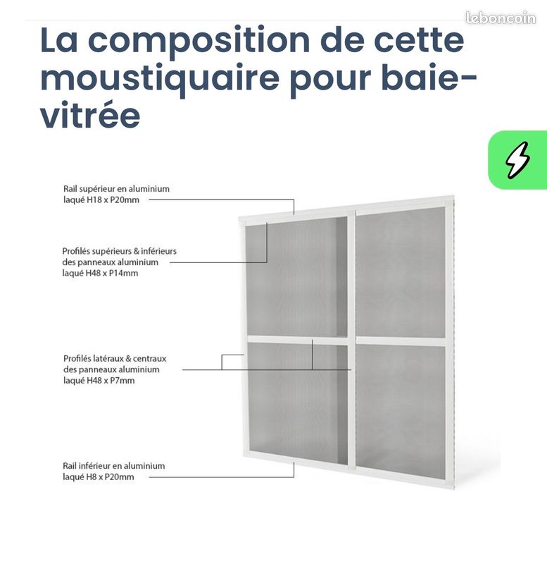 Moustiquaire coulissante alu pour baie vitrée (image 2)