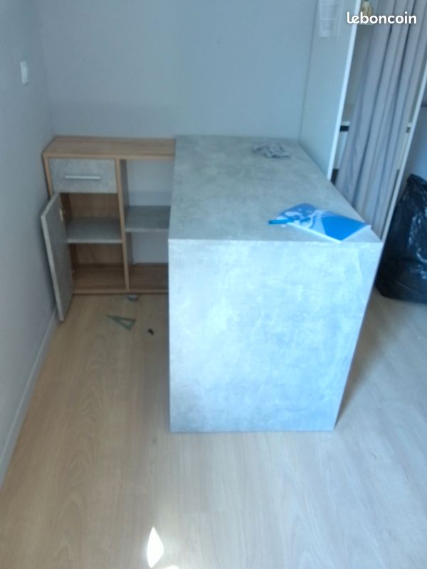 Bureau gris clair d angle ado (image 1)