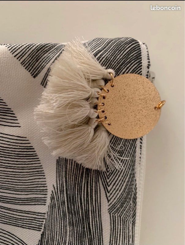 Pochette tissu et toile de jute pailletée (image 2)