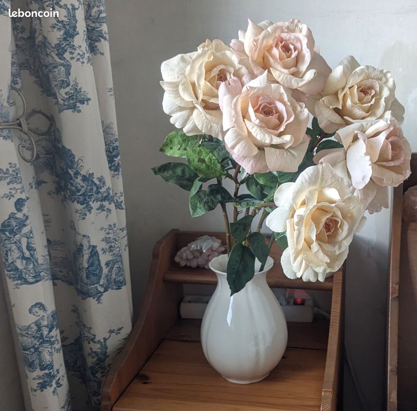 6 roses rose-crème qualité exceptionnelle (image 1)