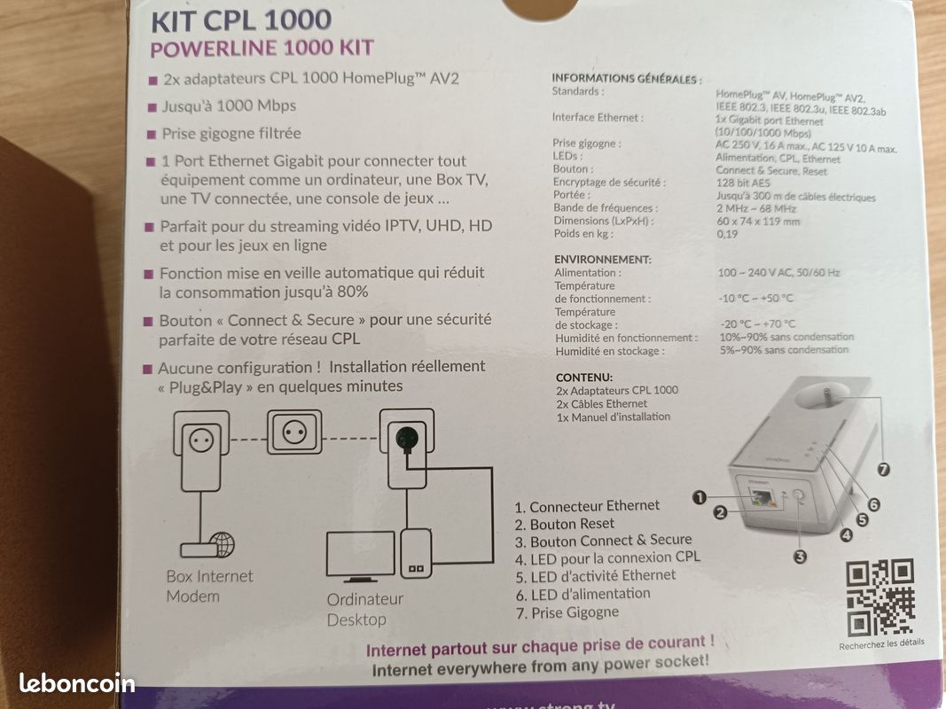 Pack de 2 Prises CPL 1000 Mbps (image 3)
