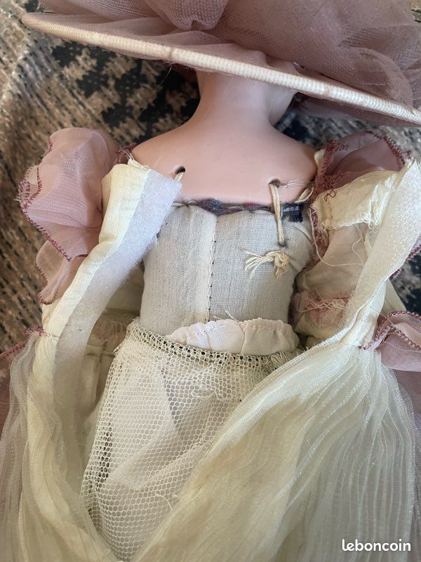 Ensemble Robe Et Chapeau Pour Poupée Ancienne - Tenue Vintage