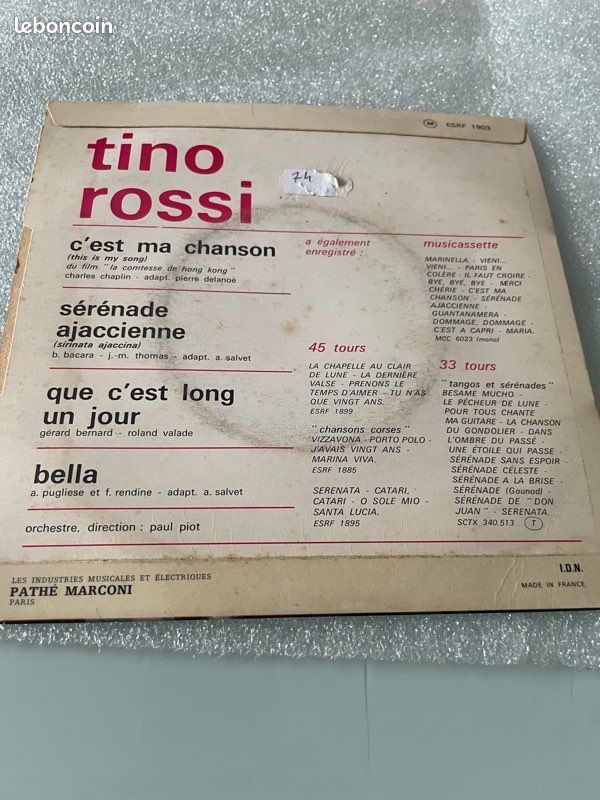 Vinyle 45 trs TINO ROSSI (image 2)