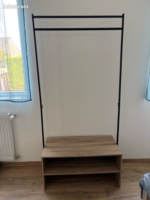 2 Portants à vêtements avec rangement — Style industriel (bois et métal) (image 1)