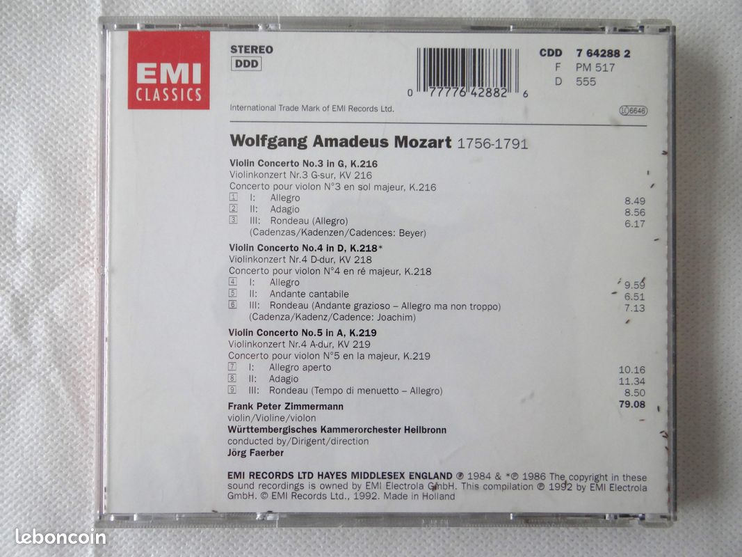 CD musique classique : VIVALDI, BEETHOVEN, MOZART, BRAHAMS (image 8)