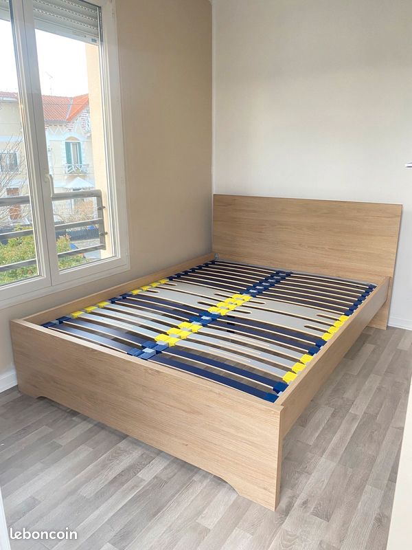 Lit adulte 2 places + sommier (image 1)