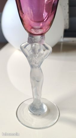 Lot De 2 Verres à Liqueur Vénus – Cristallerie De Bayel – Pied Rose – Neufs En Boîte