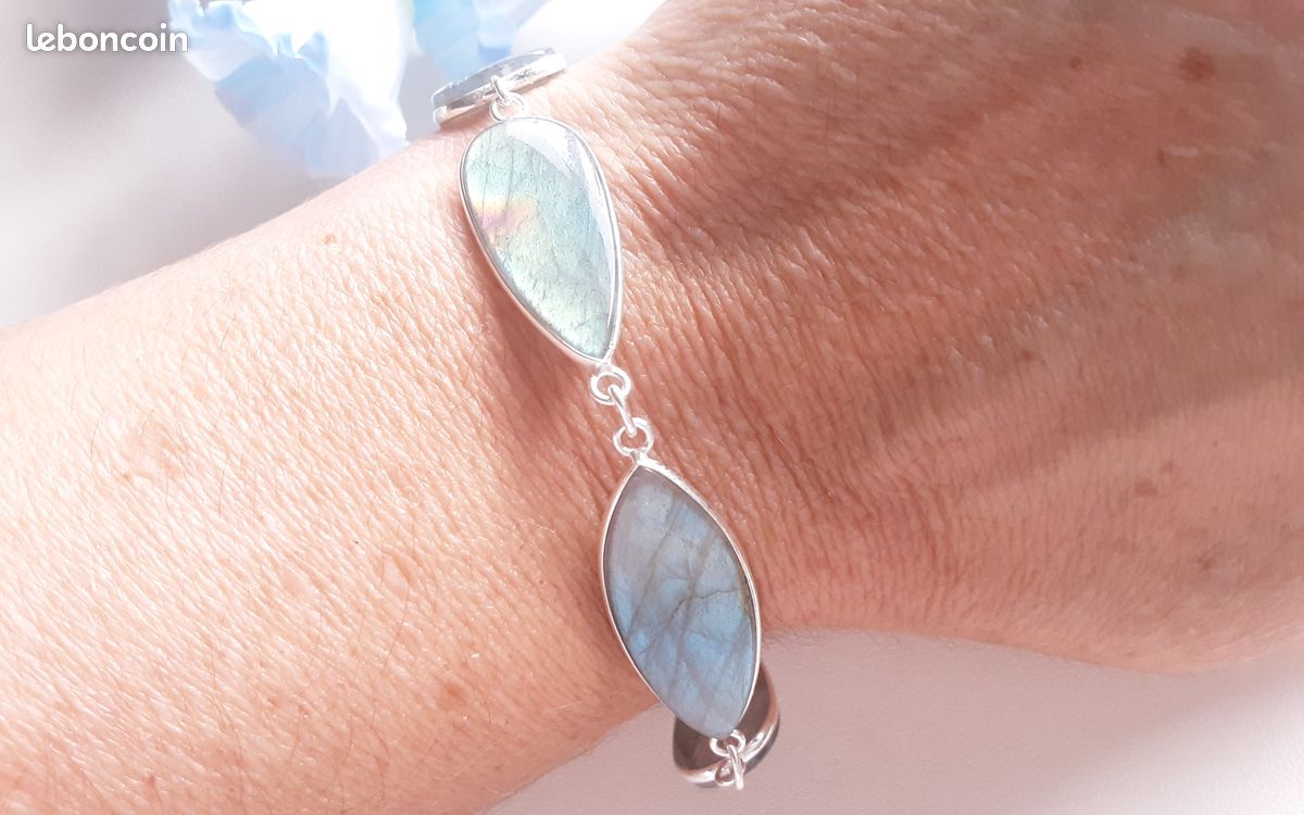 Superbe bracelet en pierre naturelle Labradorite pièce unique (image 4)