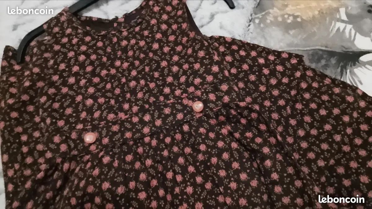 Robe manches longues ample à volants et fleurs bébé fille... blanc