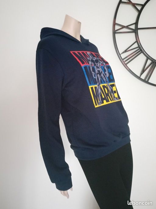 Sweat à Capuche Marvel Garçon 5 Ans, Manches Longues, Bleu, Fermeture éclair, 5 Poches - Neuf