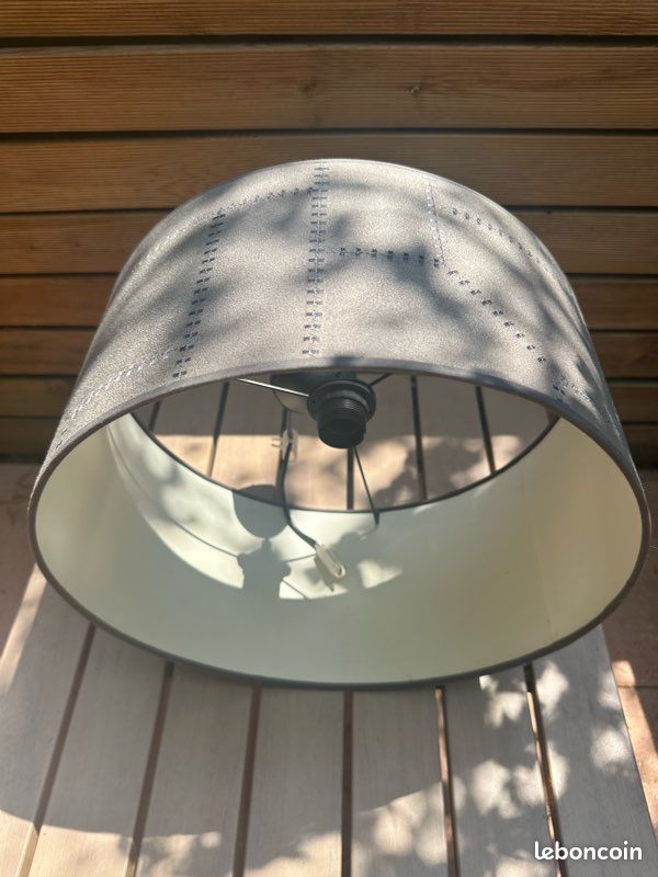 Suspension / Abat-jour design gris avec support E27 (image 2)