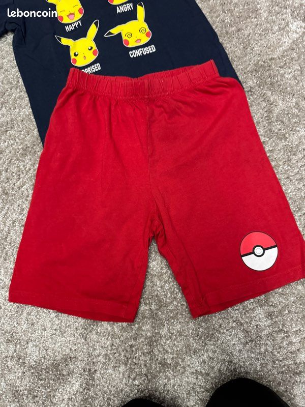 Pyjama Pokémon Pikachu Rouge Pour Garçon - Âge 5-12 Ans, Manches Longues