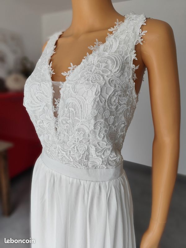 NEUVE Robe de mariée bohème mousseline et dentelle 44 (image 5)